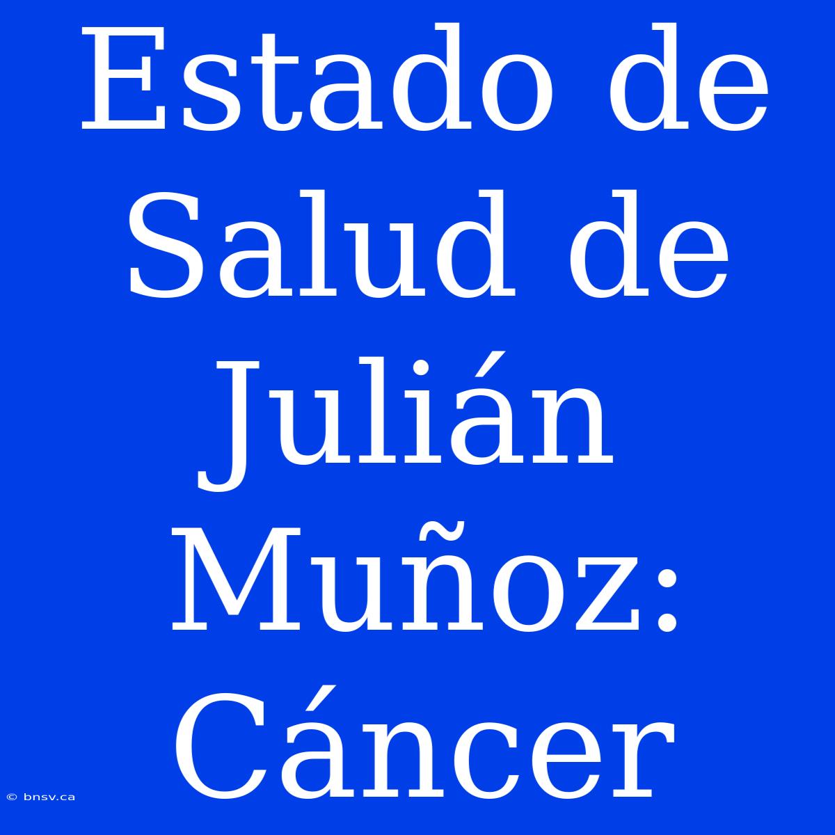 Estado De Salud De Julián Muñoz: Cáncer