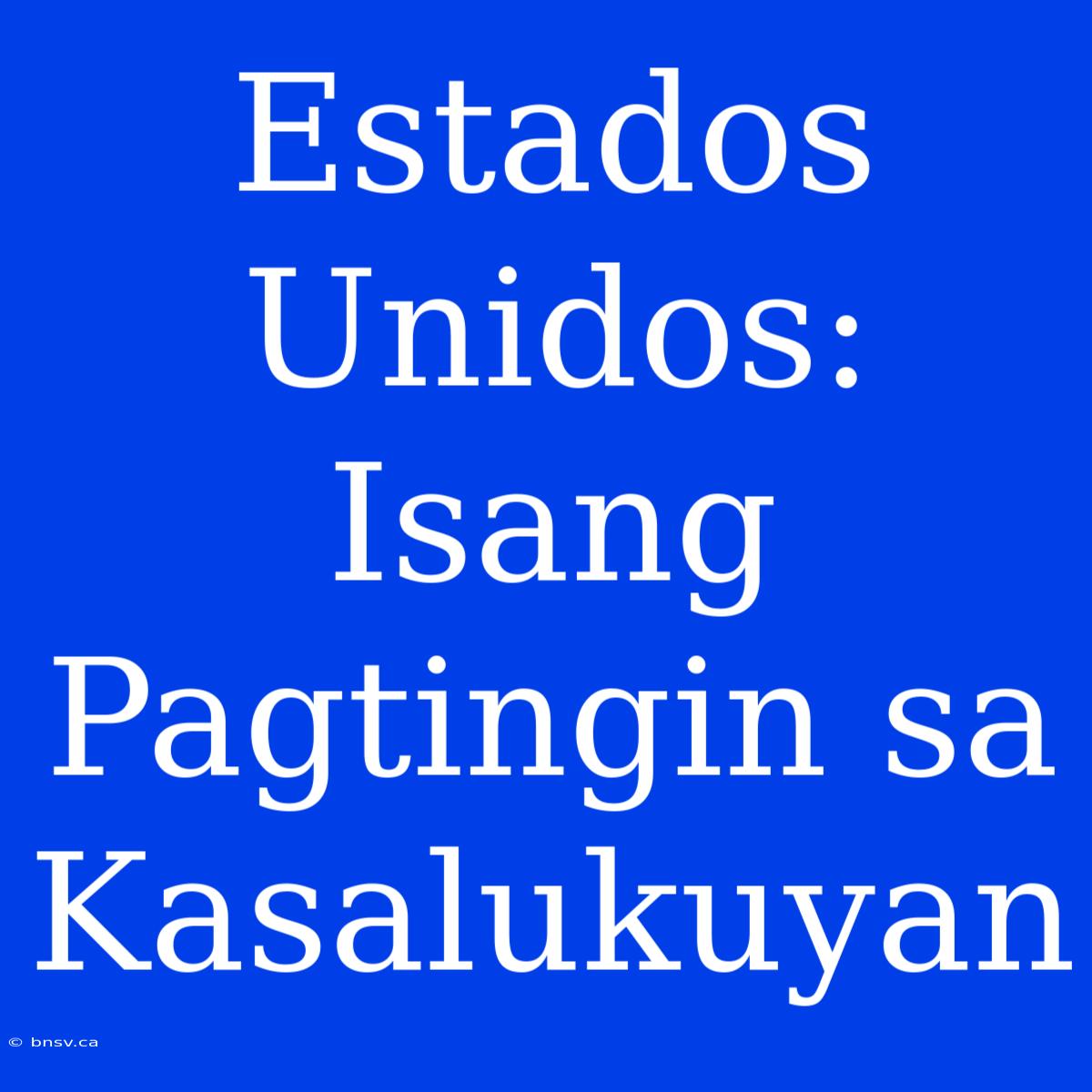 Estados Unidos: Isang Pagtingin Sa Kasalukuyan