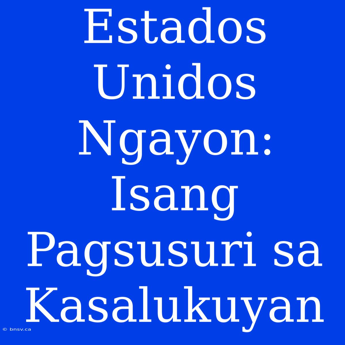 Estados Unidos Ngayon: Isang Pagsusuri Sa Kasalukuyan