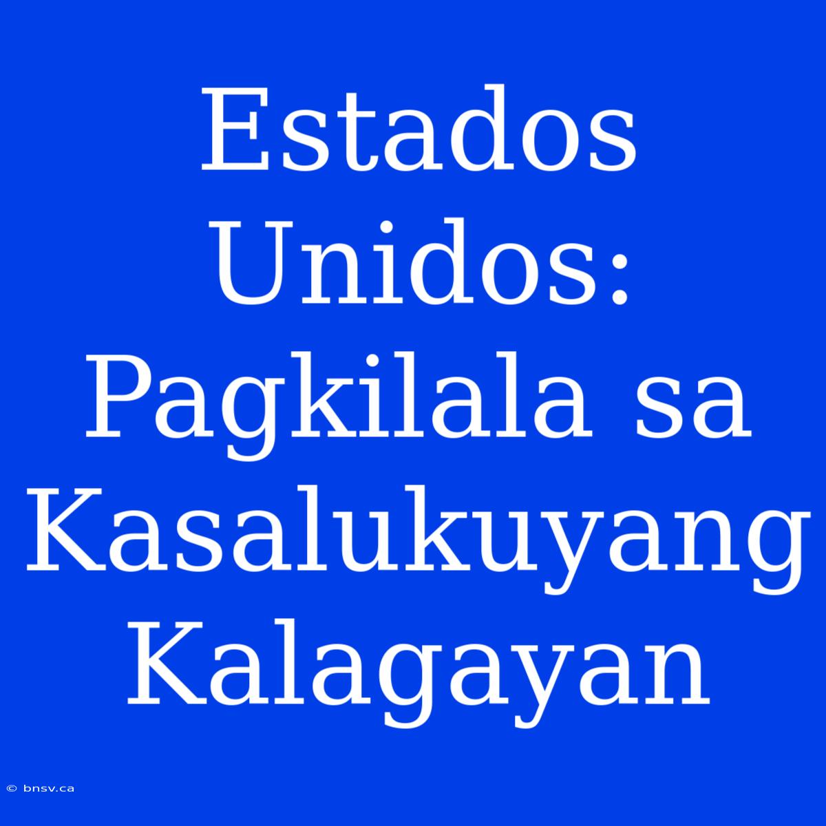 Estados Unidos: Pagkilala Sa Kasalukuyang Kalagayan