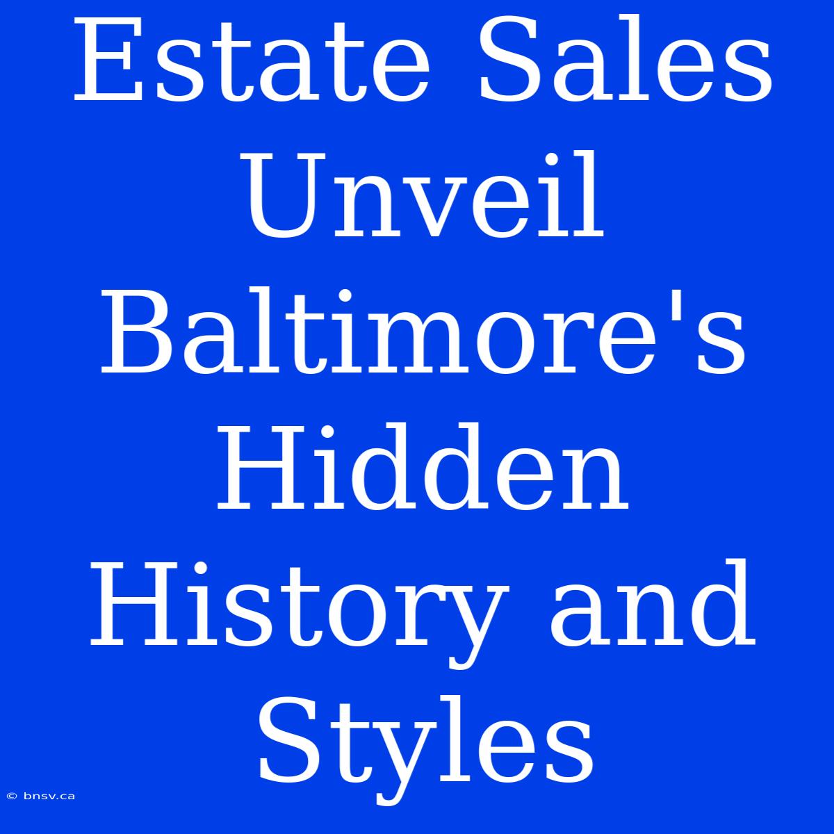 Estate Sales Unveil Baltimore's Hidden History And Styles