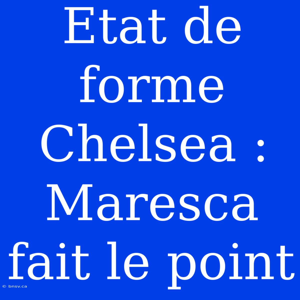 Etat De Forme Chelsea : Maresca Fait Le Point