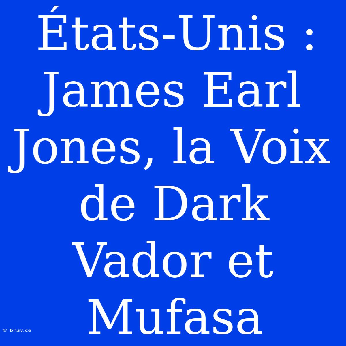 États-Unis : James Earl Jones, La Voix De Dark Vador Et Mufasa