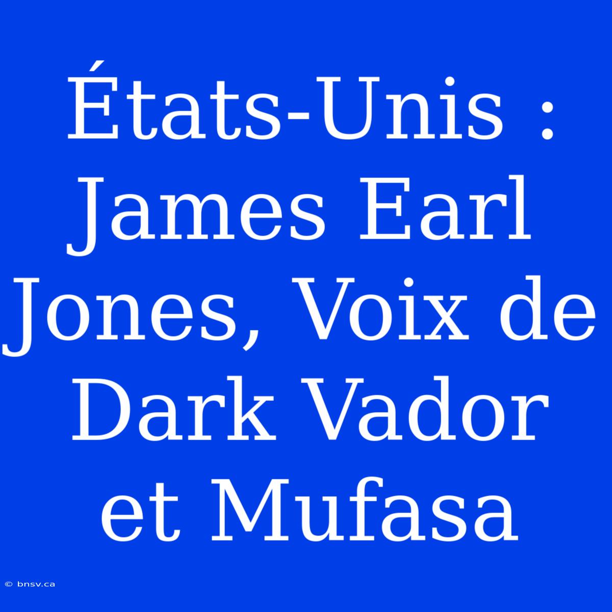 États-Unis : James Earl Jones, Voix De Dark Vador Et Mufasa