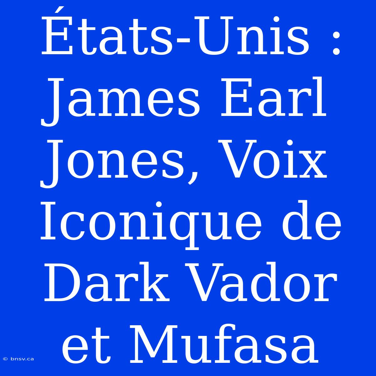 États-Unis : James Earl Jones, Voix Iconique De Dark Vador Et Mufasa