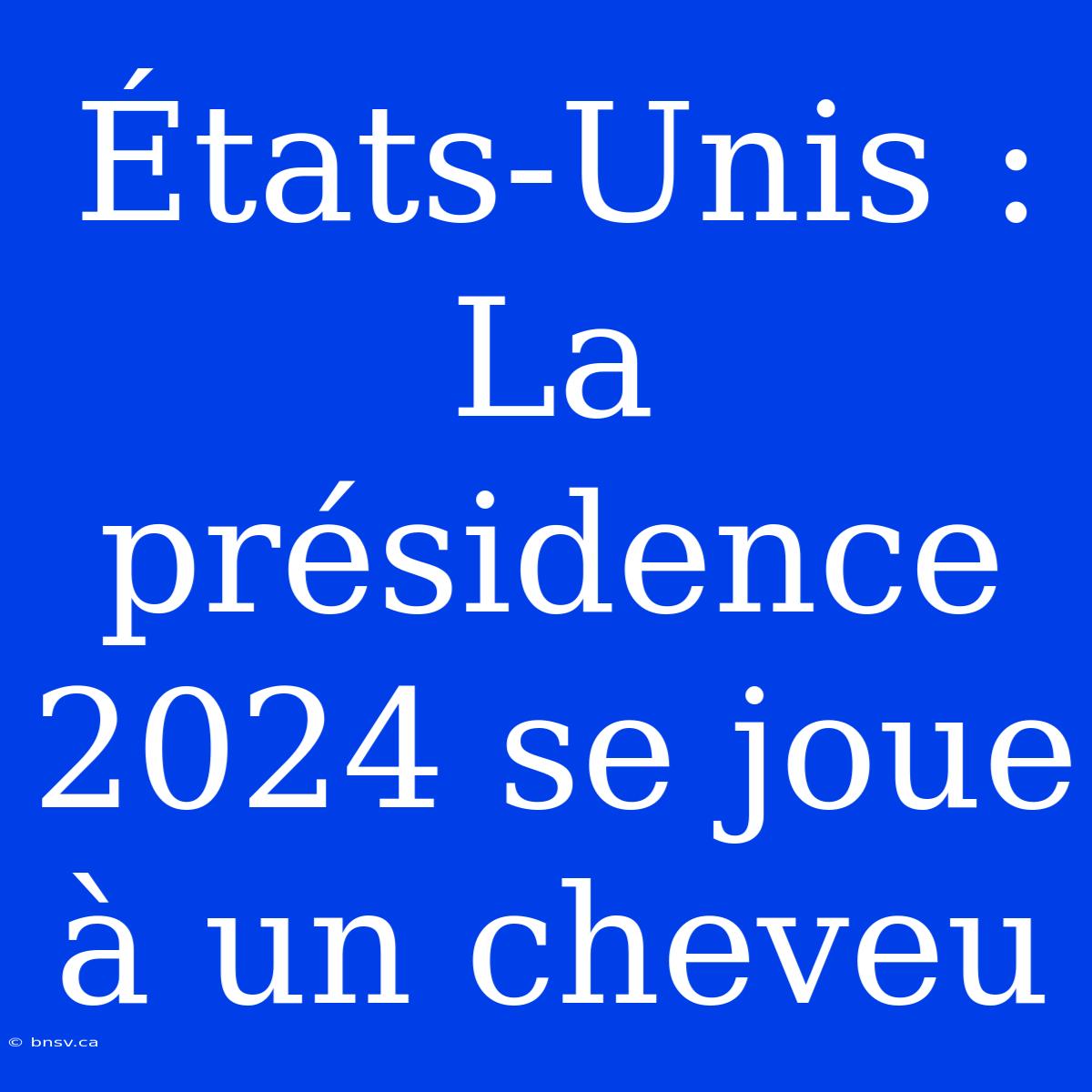 États-Unis : La Présidence 2024 Se Joue À Un Cheveu