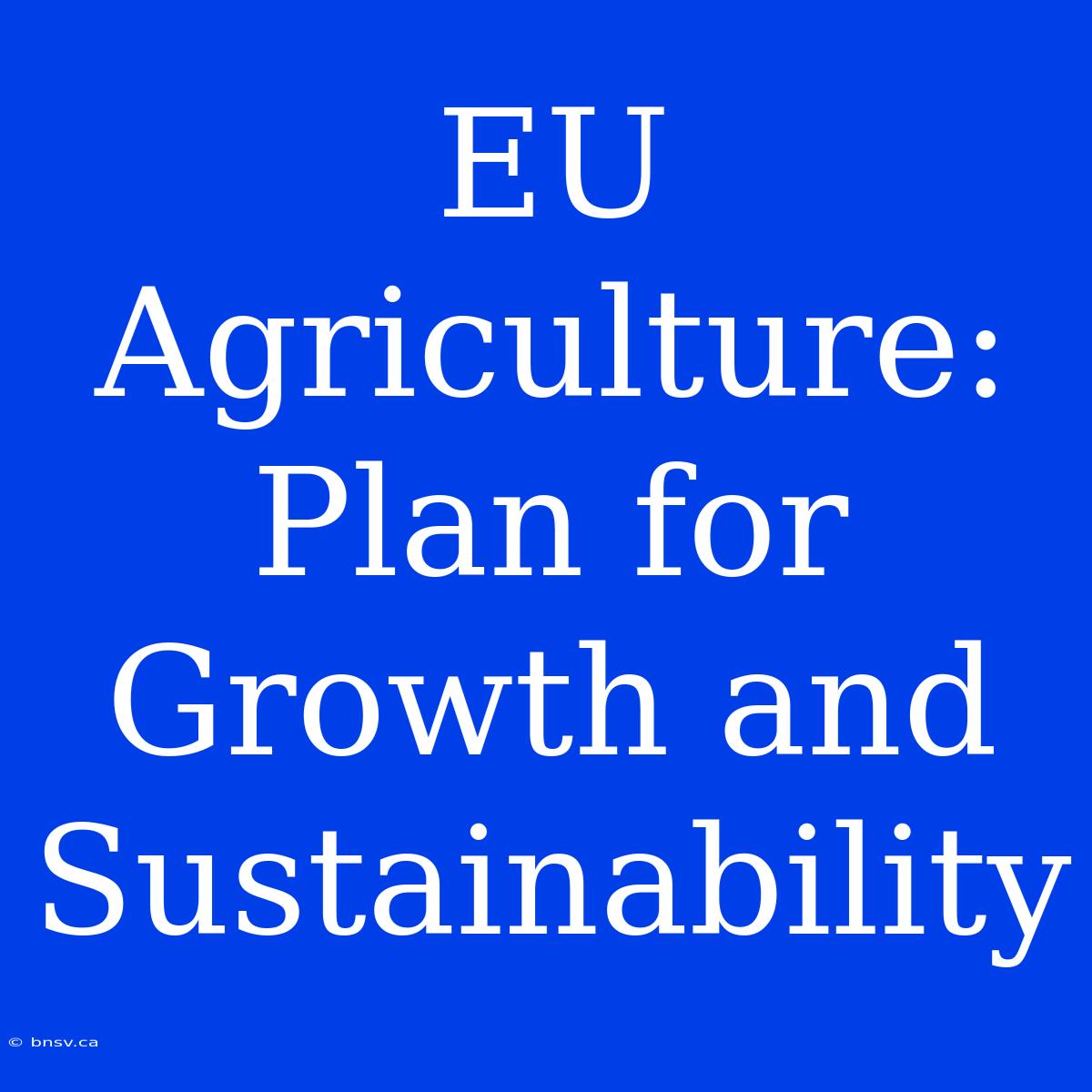 EU Agriculture: Plan For Growth And Sustainability