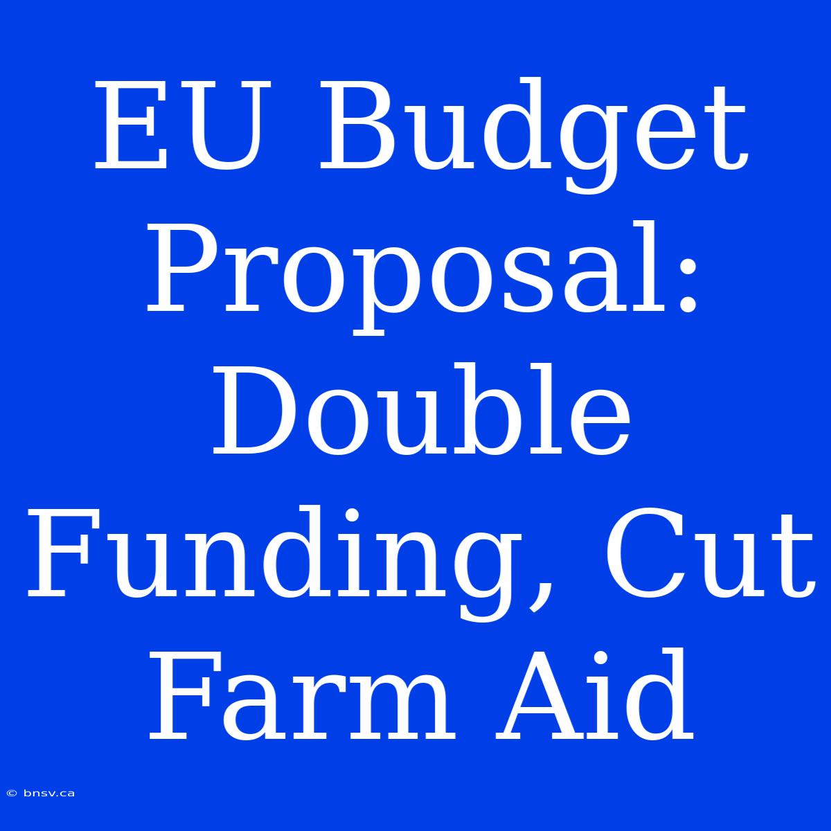 EU Budget Proposal: Double Funding, Cut Farm Aid