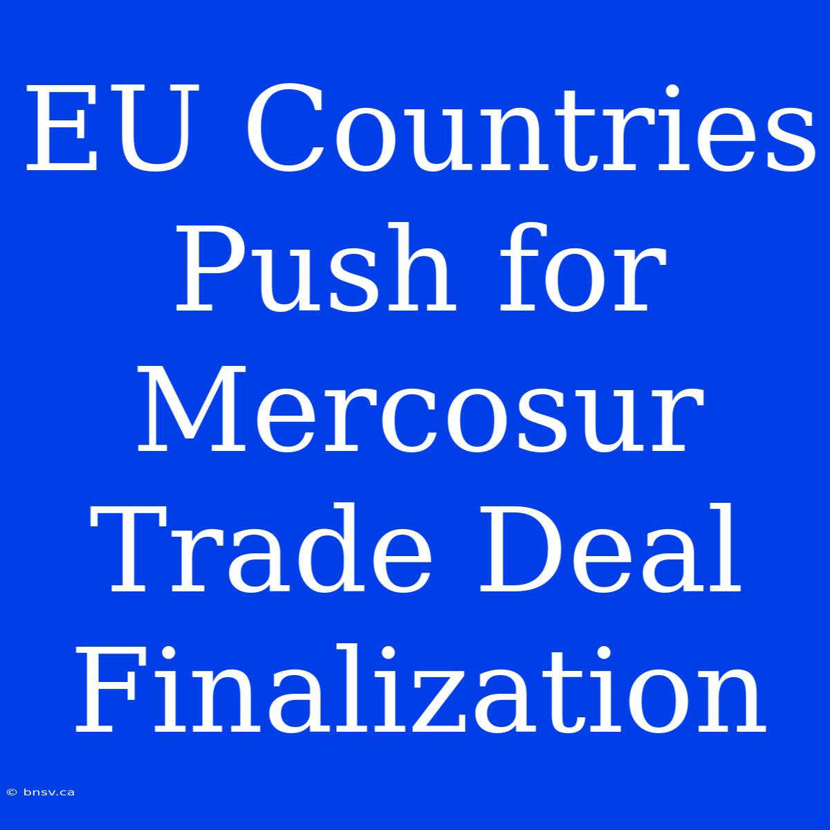 EU Countries Push For Mercosur Trade Deal Finalization