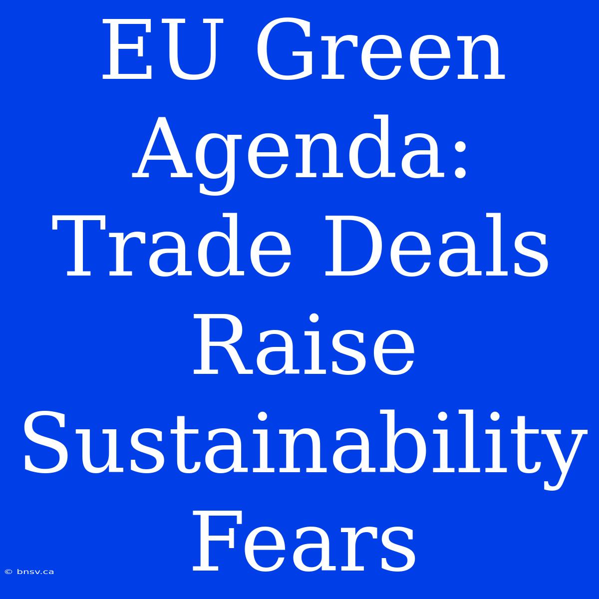 EU Green Agenda: Trade Deals Raise Sustainability Fears