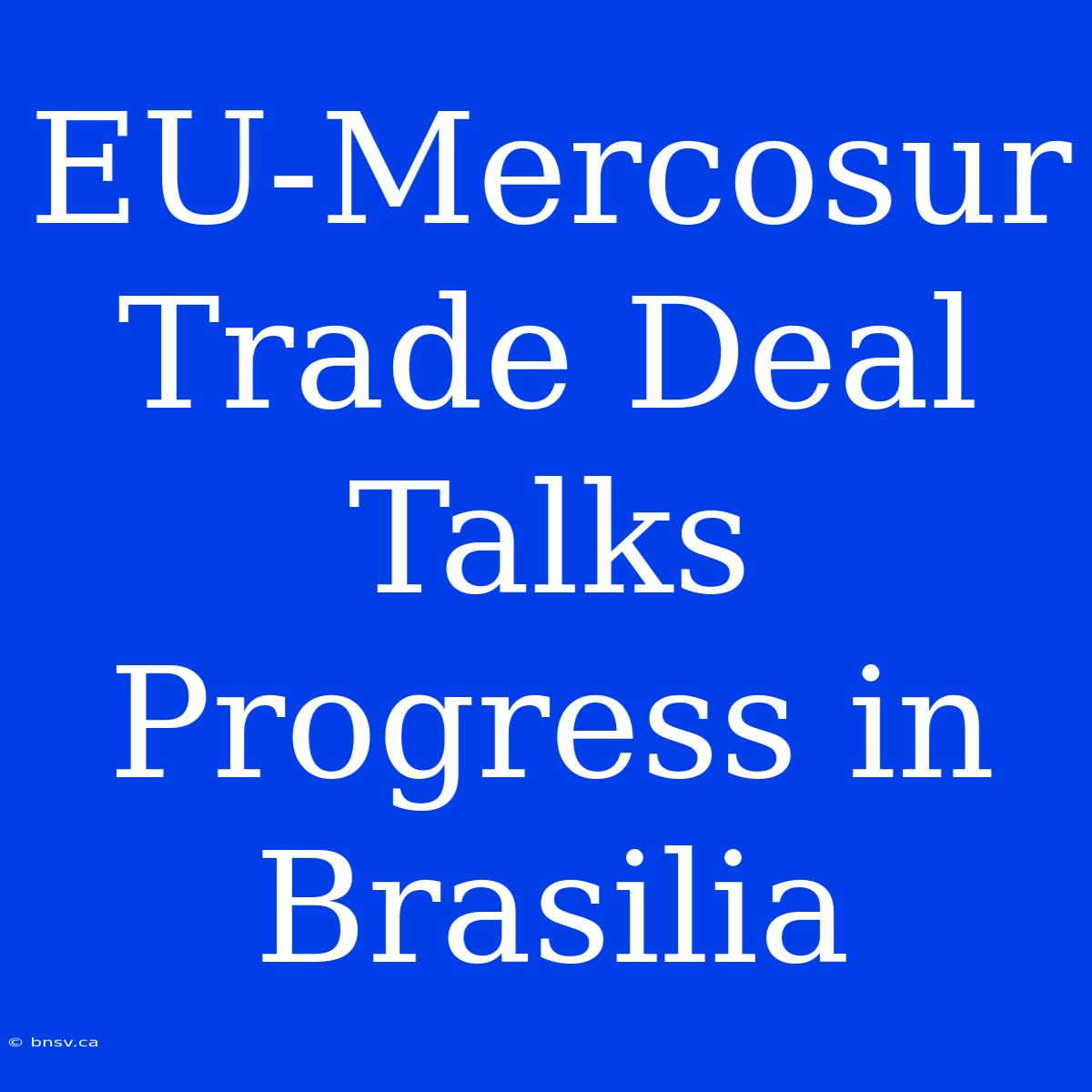 EU-Mercosur Trade Deal Talks Progress In Brasilia