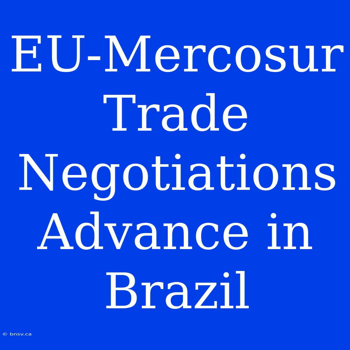 EU-Mercosur Trade Negotiations Advance In Brazil