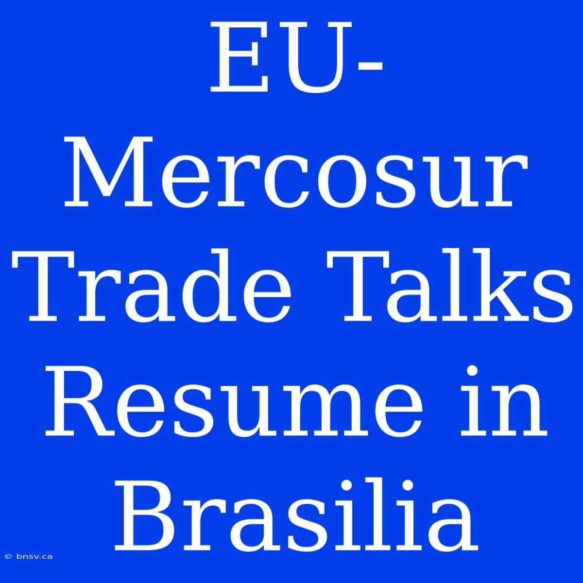 EU-Mercosur Trade Talks Resume In Brasilia