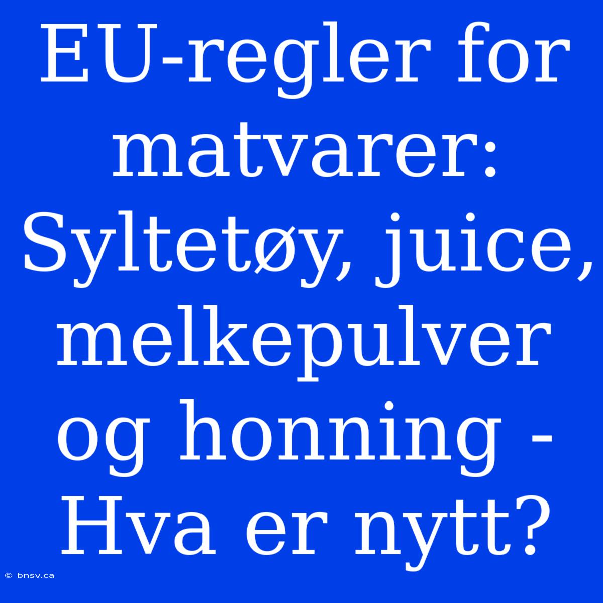 EU-regler For Matvarer: Syltetøy, Juice, Melkepulver Og Honning - Hva Er Nytt?