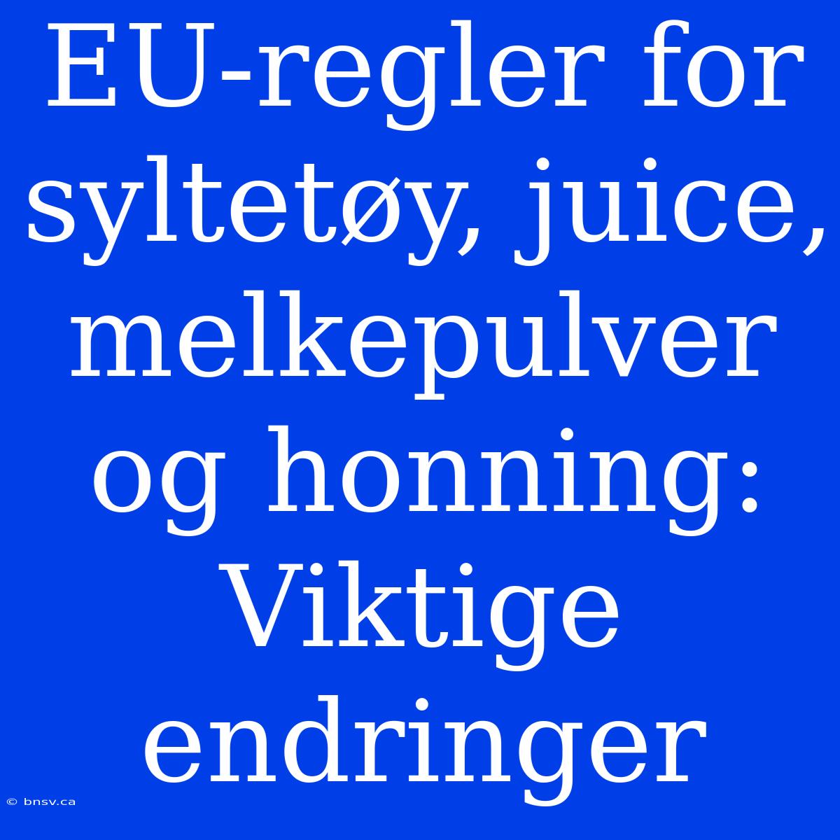 EU-regler For Syltetøy, Juice, Melkepulver Og Honning: Viktige Endringer