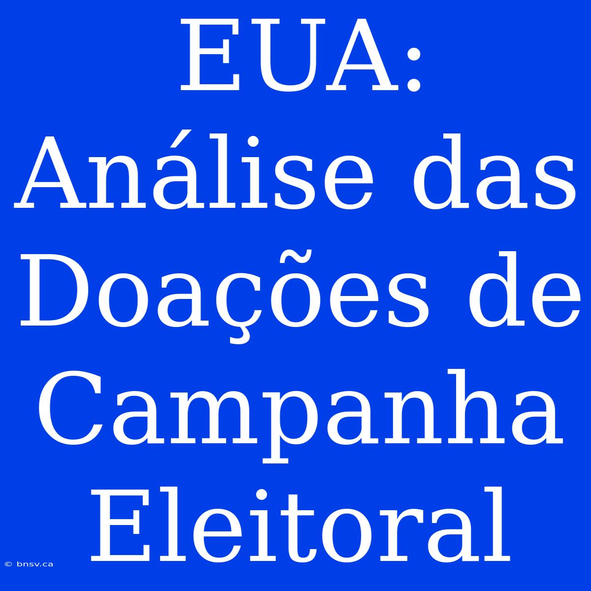 EUA: Análise Das Doações De Campanha Eleitoral