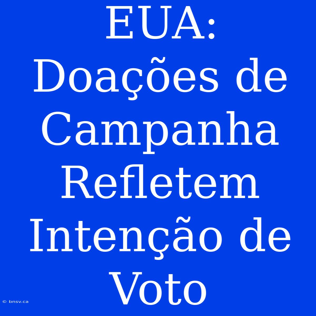 EUA: Doações De Campanha Refletem Intenção De Voto