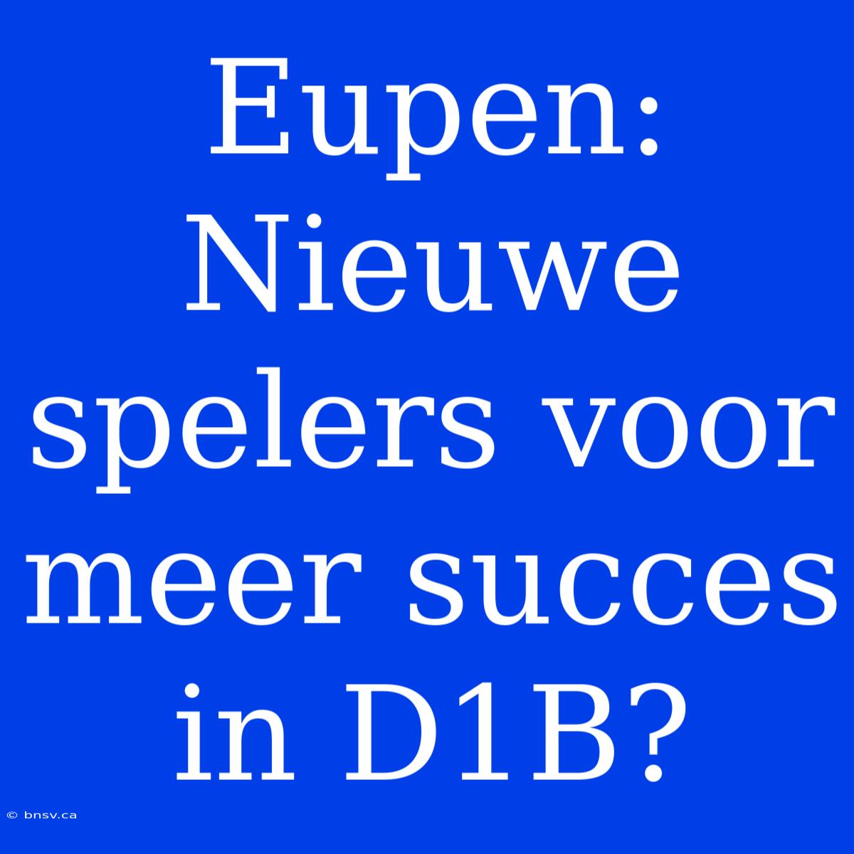 Eupen: Nieuwe Spelers Voor Meer Succes In D1B?