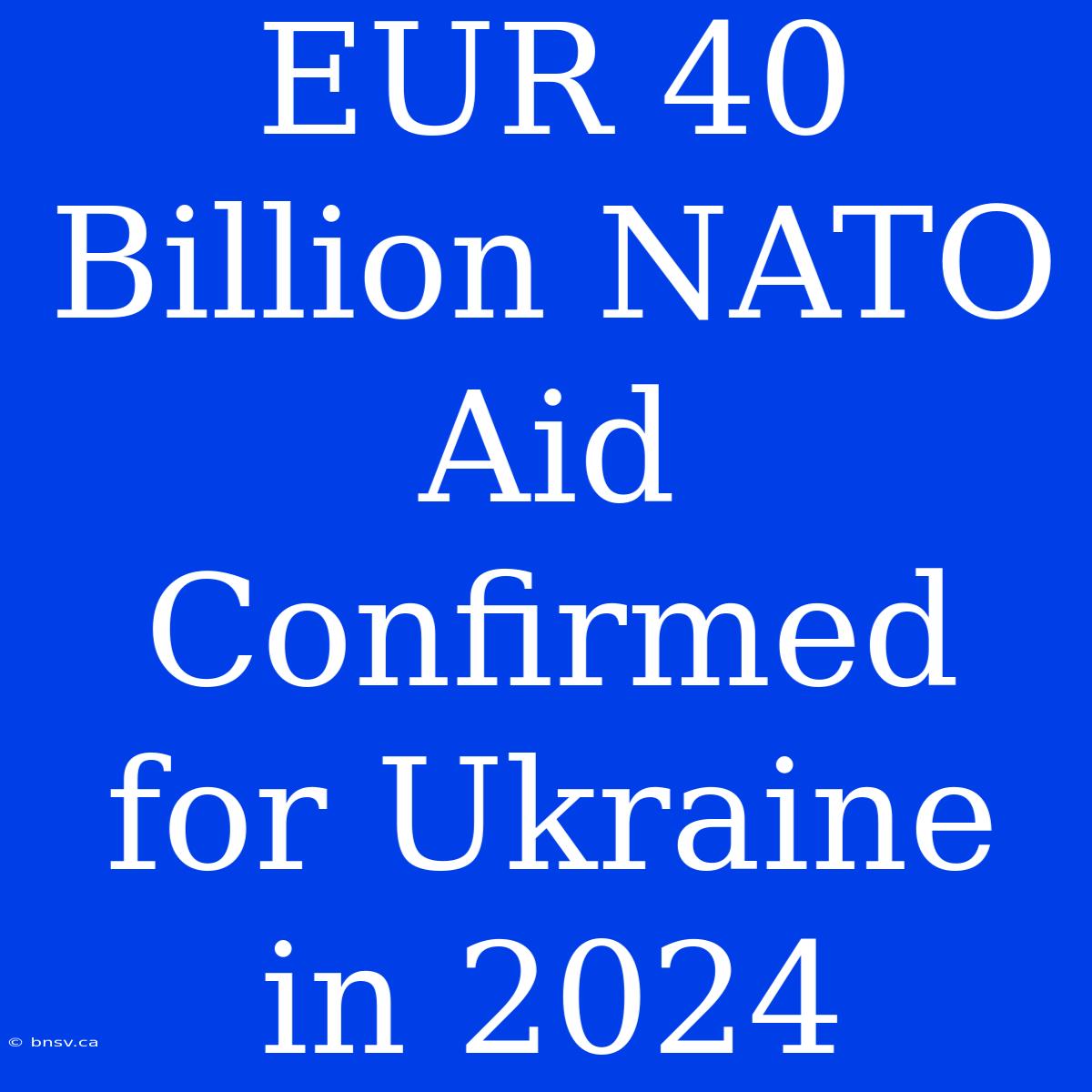 EUR 40 Billion NATO Aid Confirmed For Ukraine In 2024