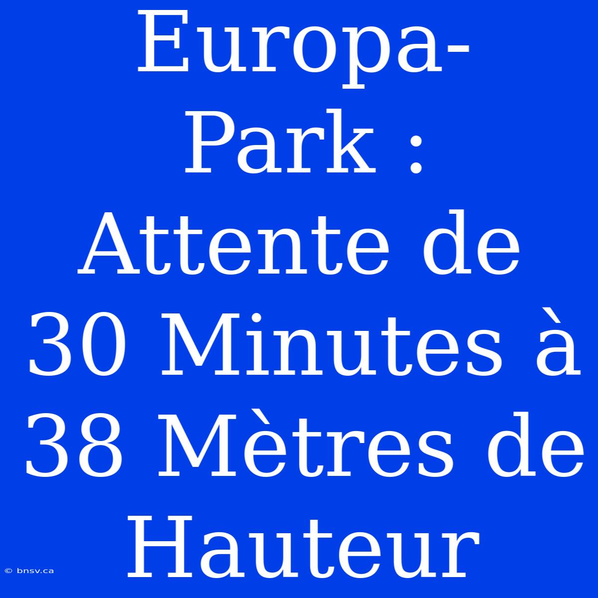 Europa-Park : Attente De 30 Minutes À 38 Mètres De Hauteur