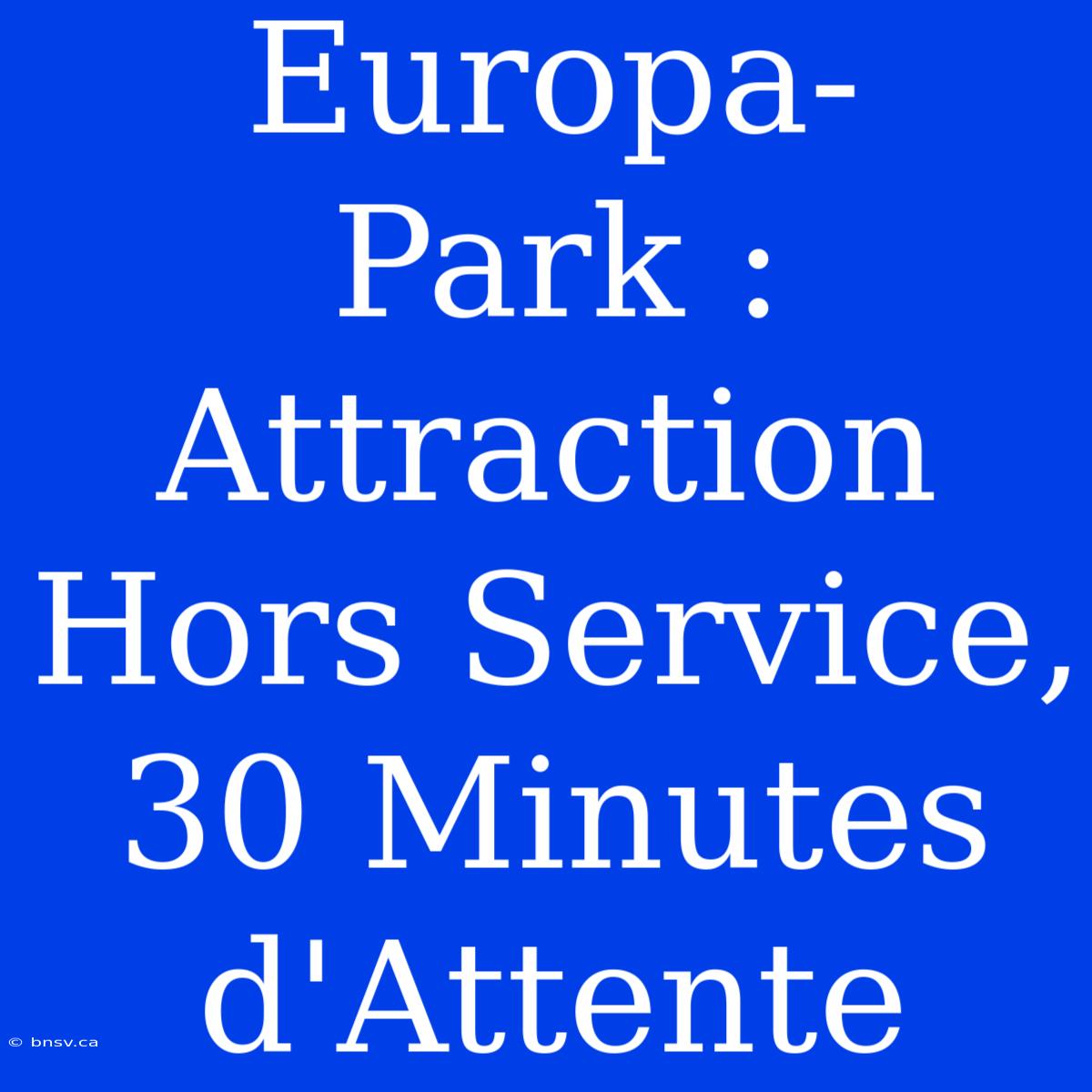 Europa-Park : Attraction Hors Service, 30 Minutes D'Attente