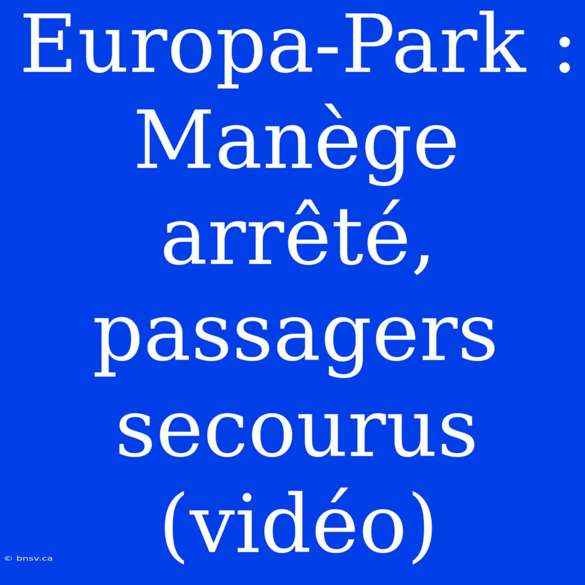 Europa-Park : Manège Arrêté, Passagers Secourus (vidéo)