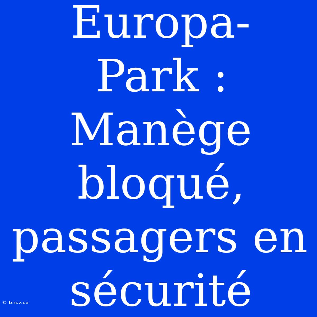 Europa-Park : Manège Bloqué, Passagers En Sécurité