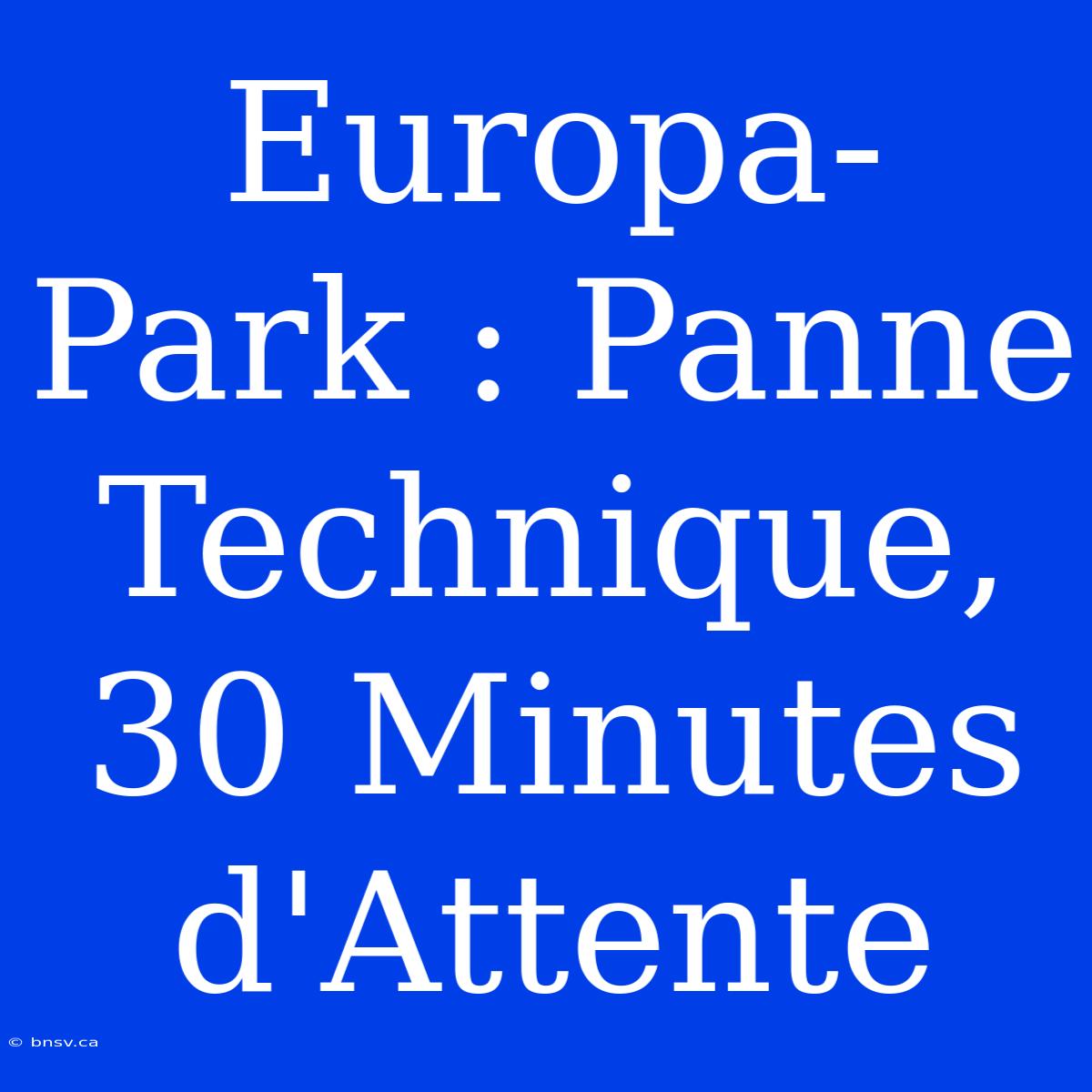 Europa-Park : Panne Technique, 30 Minutes D'Attente