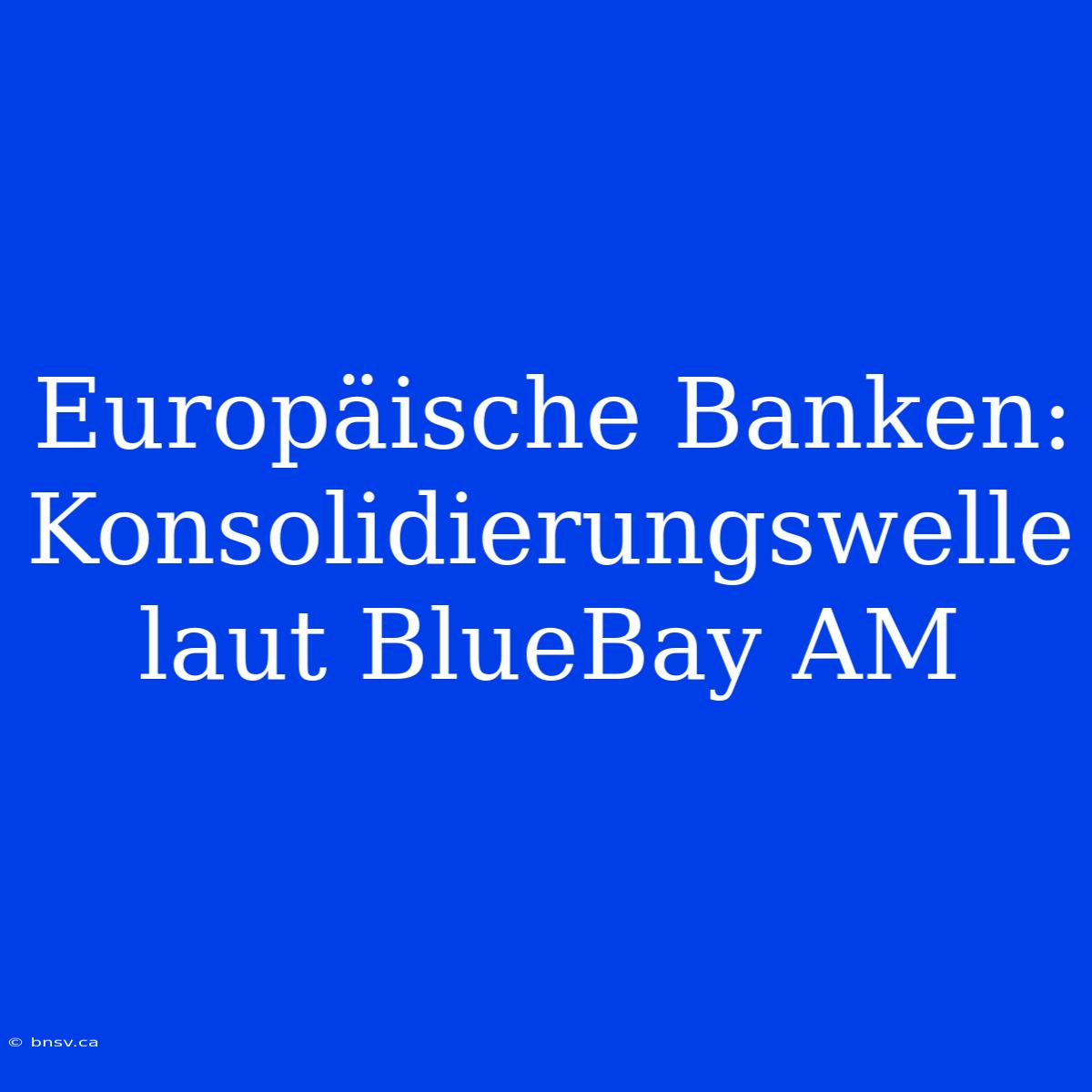 Europäische Banken: Konsolidierungswelle Laut BlueBay AM