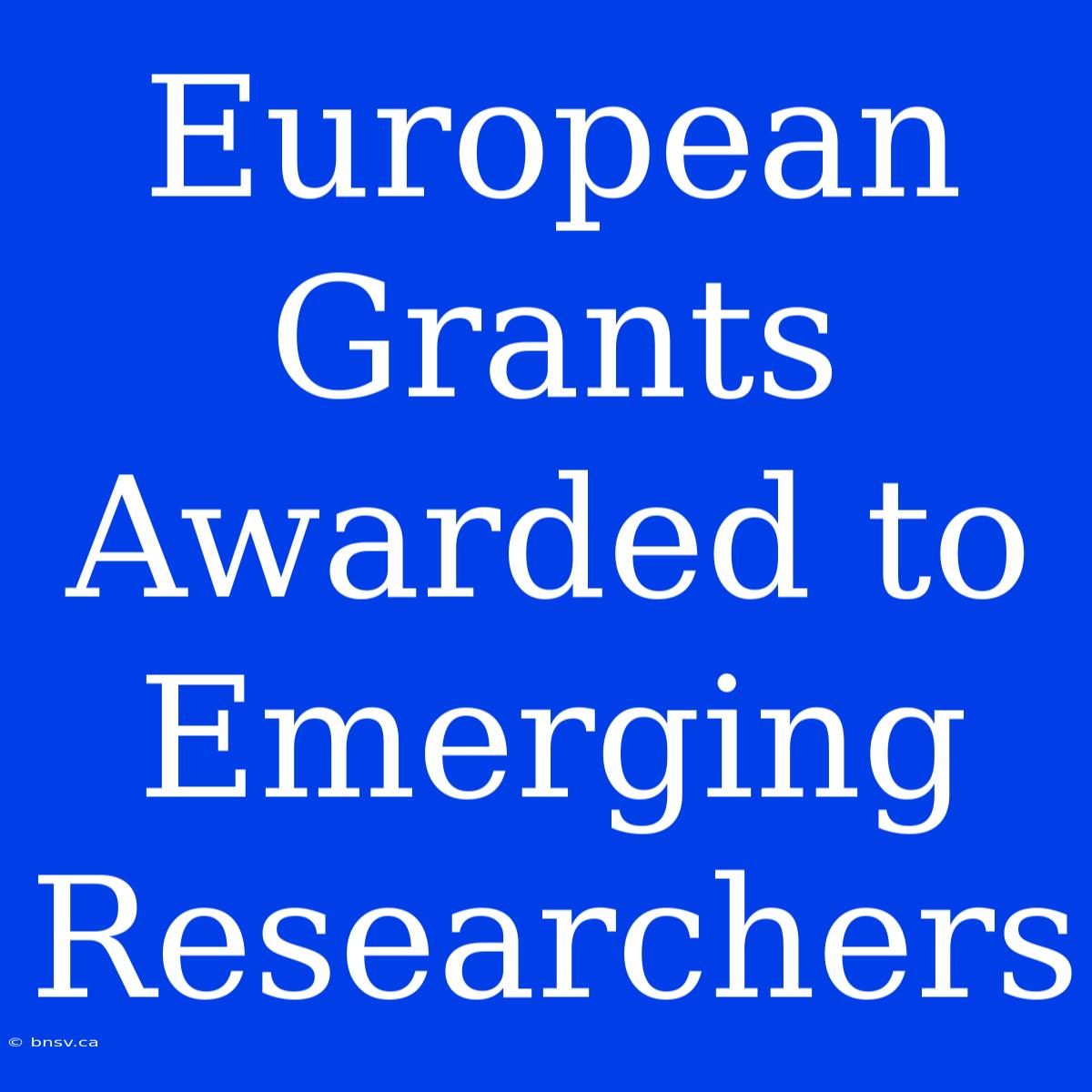 European Grants Awarded To Emerging Researchers