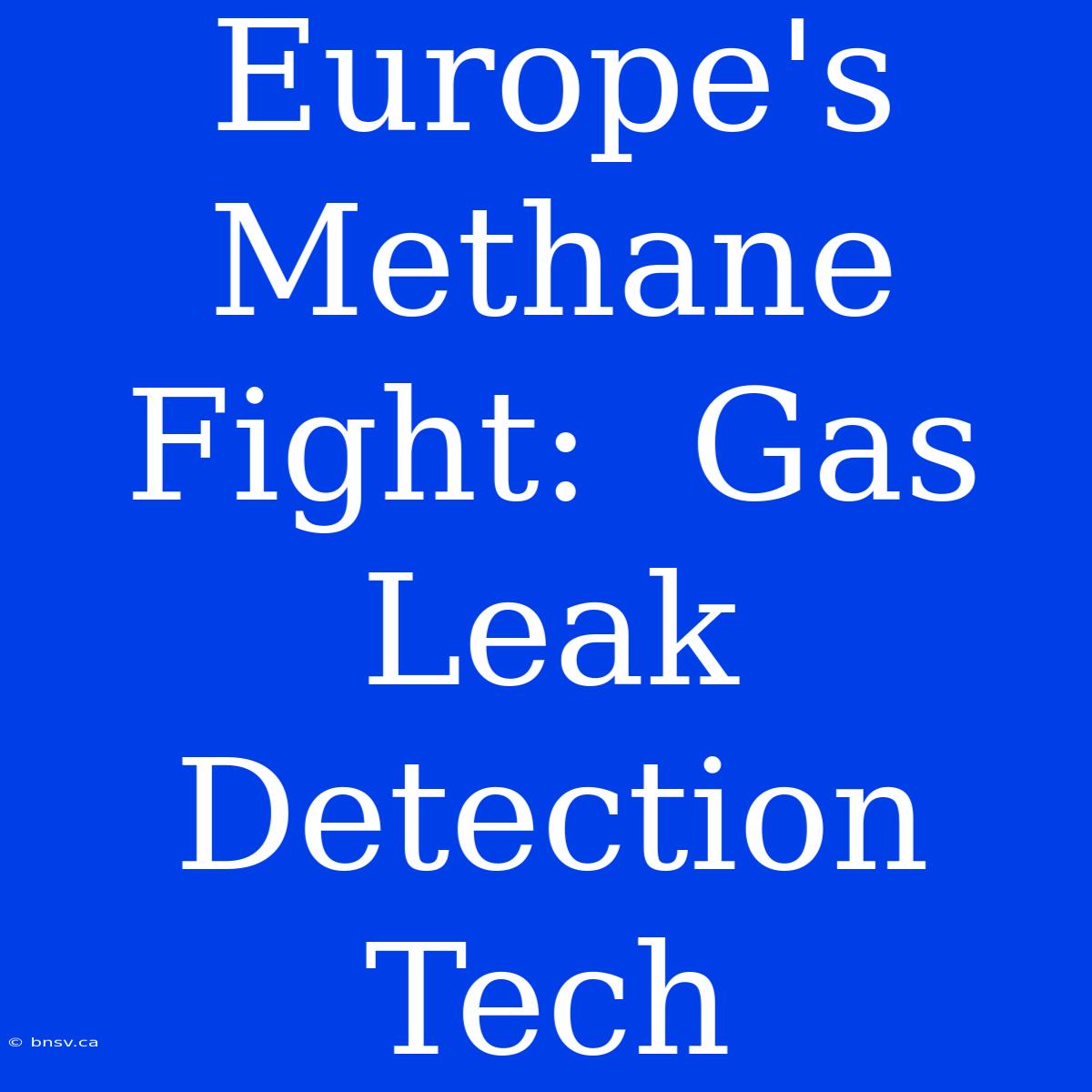 Europe's Methane Fight:  Gas Leak Detection Tech