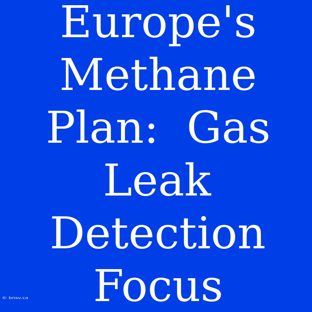 Europe's Methane Plan:  Gas Leak Detection Focus