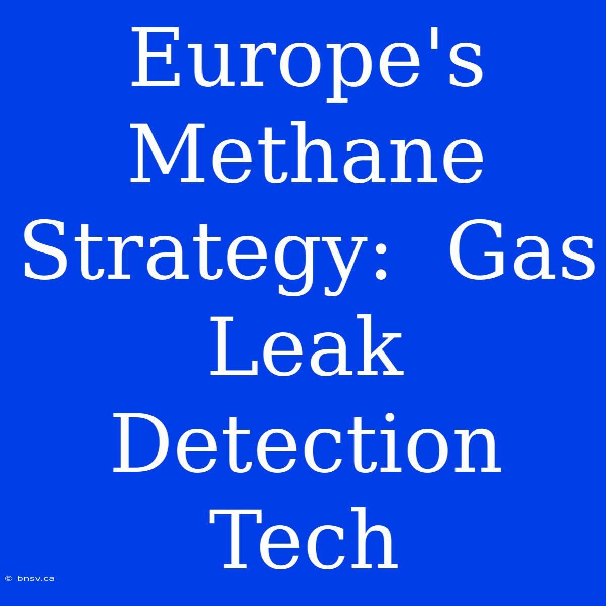 Europe's Methane Strategy:  Gas Leak Detection Tech