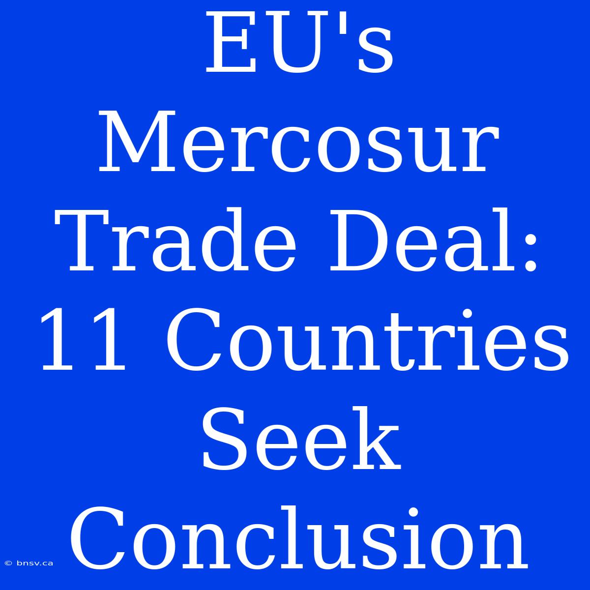 EU's Mercosur Trade Deal: 11 Countries Seek Conclusion