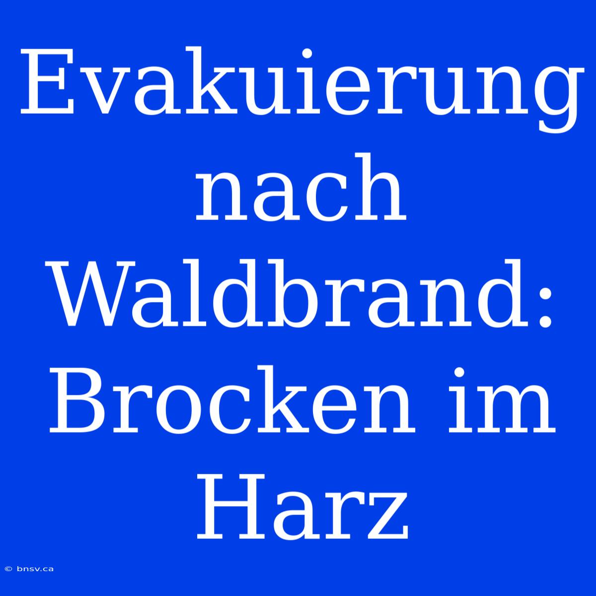 Evakuierung Nach Waldbrand: Brocken Im Harz