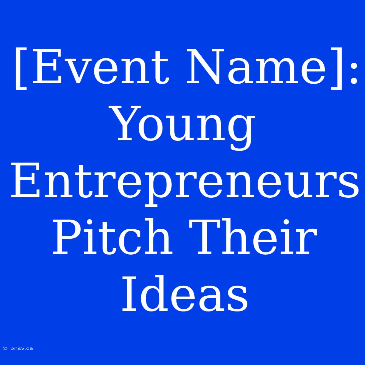 [Event Name]:  Young Entrepreneurs Pitch Their Ideas