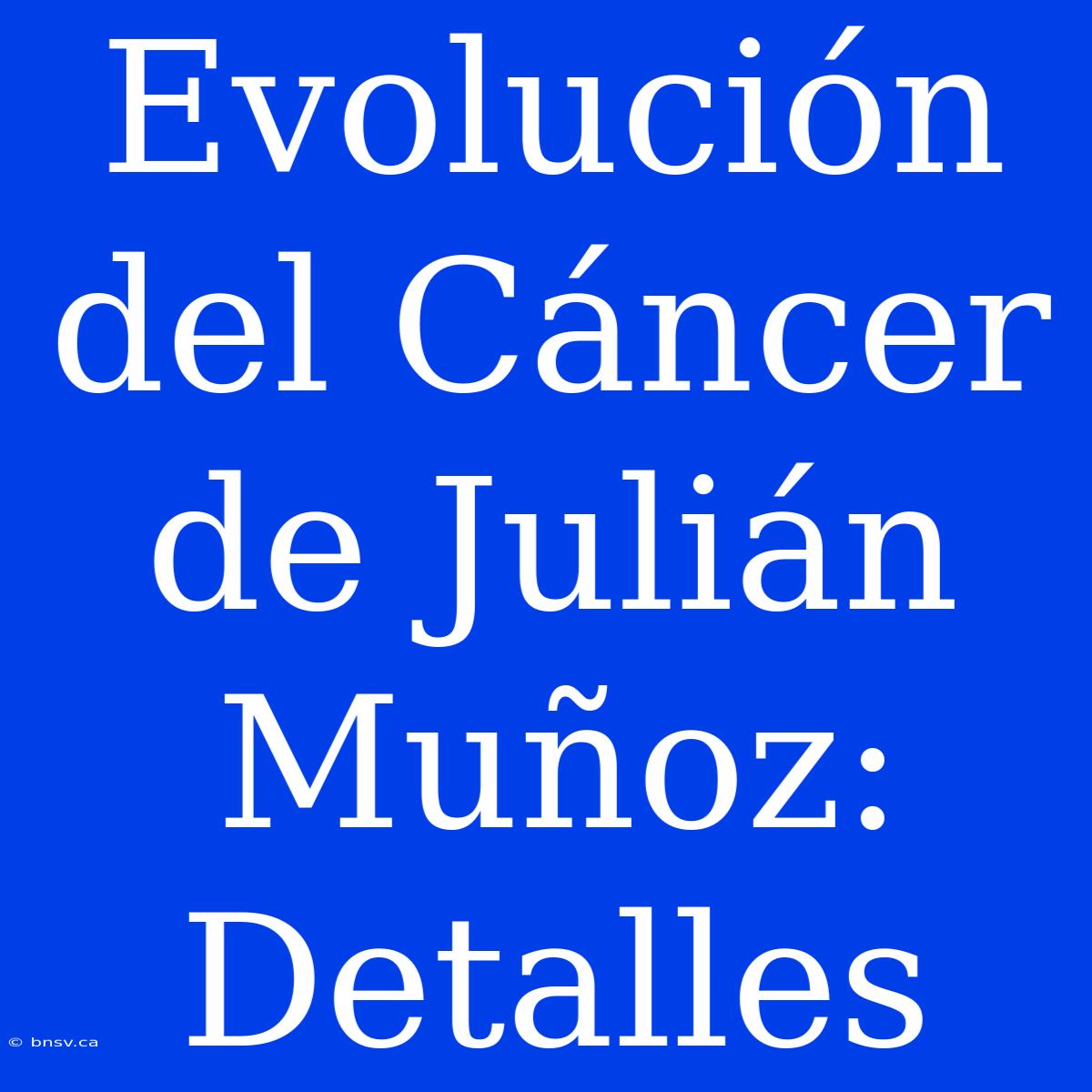 Evolución Del Cáncer De Julián Muñoz: Detalles