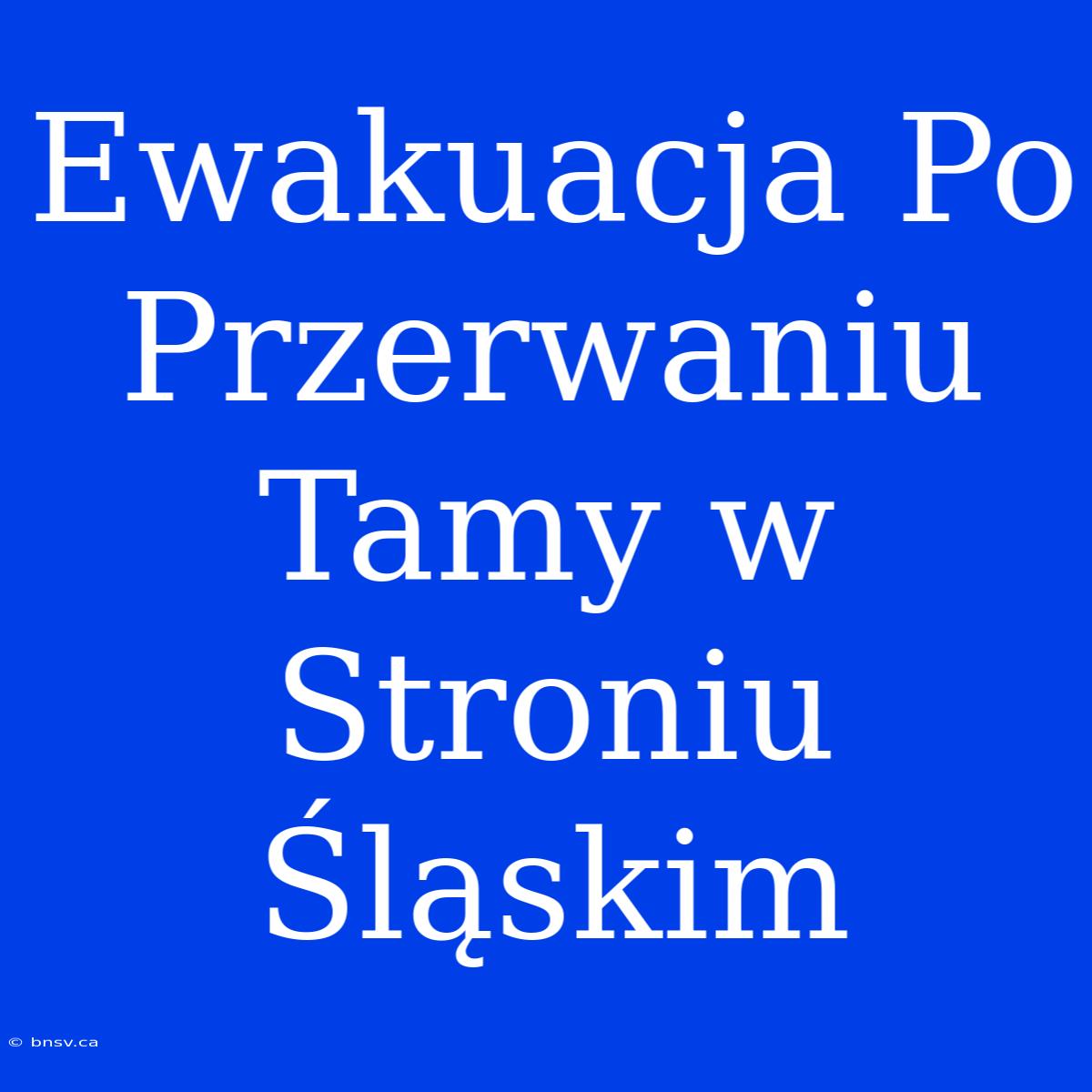 Ewakuacja Po Przerwaniu Tamy W Stroniu Śląskim