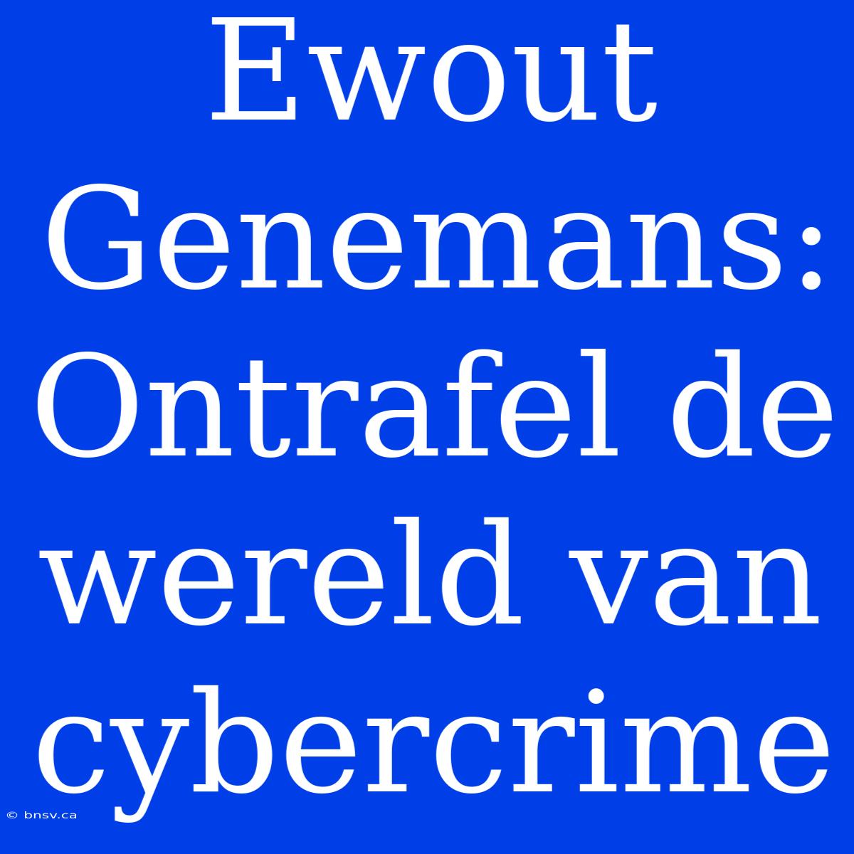 Ewout Genemans: Ontrafel De Wereld Van Cybercrime