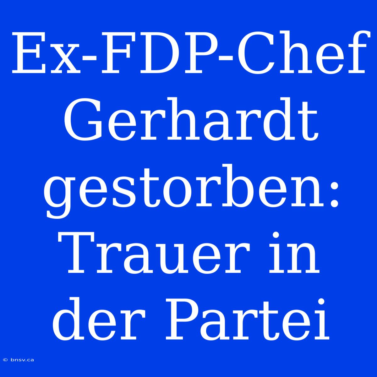 Ex-FDP-Chef Gerhardt Gestorben: Trauer In Der Partei