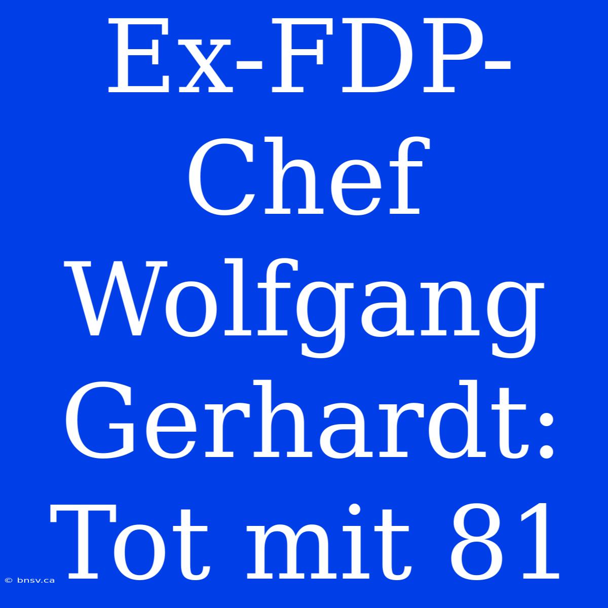 Ex-FDP-Chef Wolfgang Gerhardt: Tot Mit 81