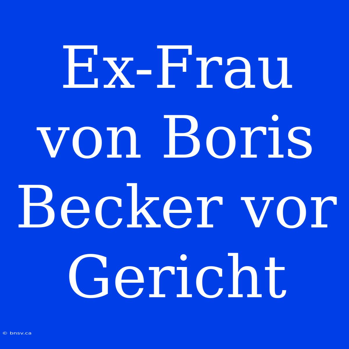 Ex-Frau Von Boris Becker Vor Gericht