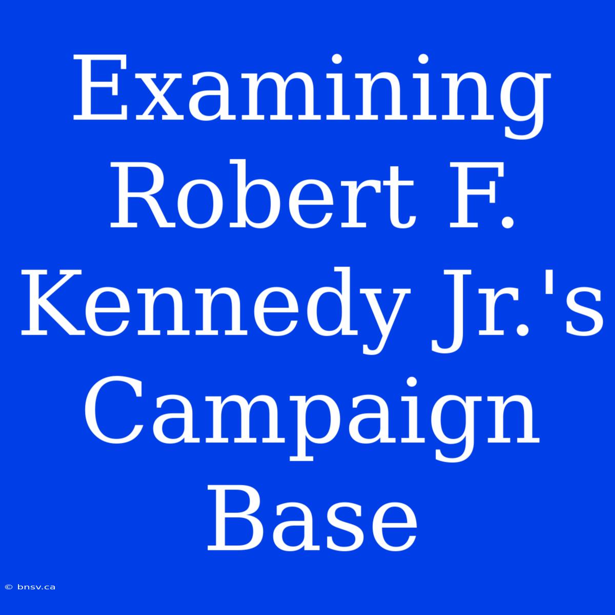 Examining Robert F. Kennedy Jr.'s Campaign Base