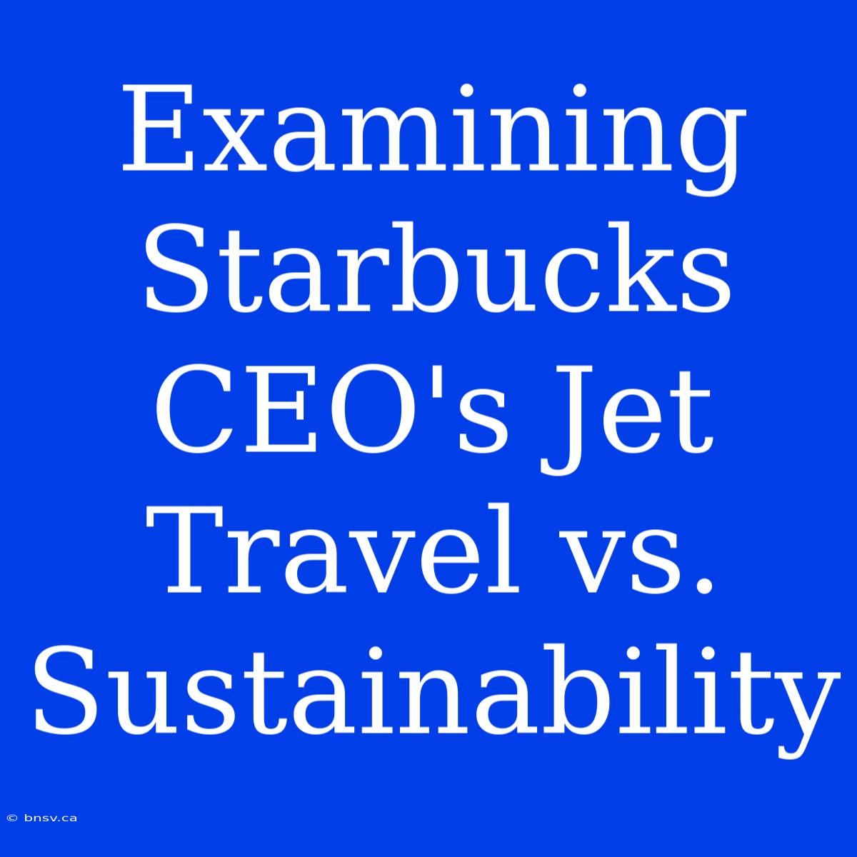 Examining Starbucks CEO's Jet Travel Vs. Sustainability