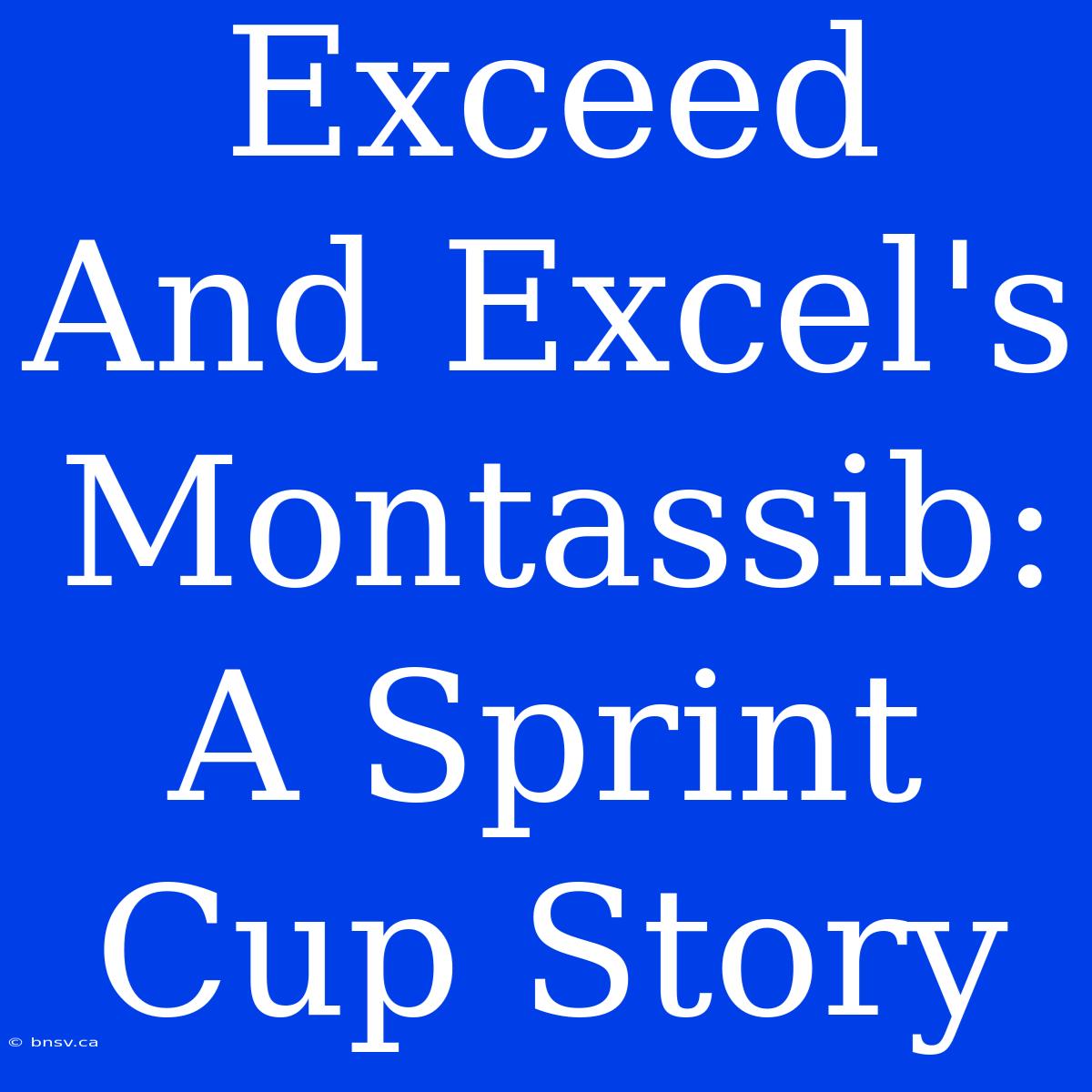 Exceed And Excel's Montassib: A Sprint Cup Story