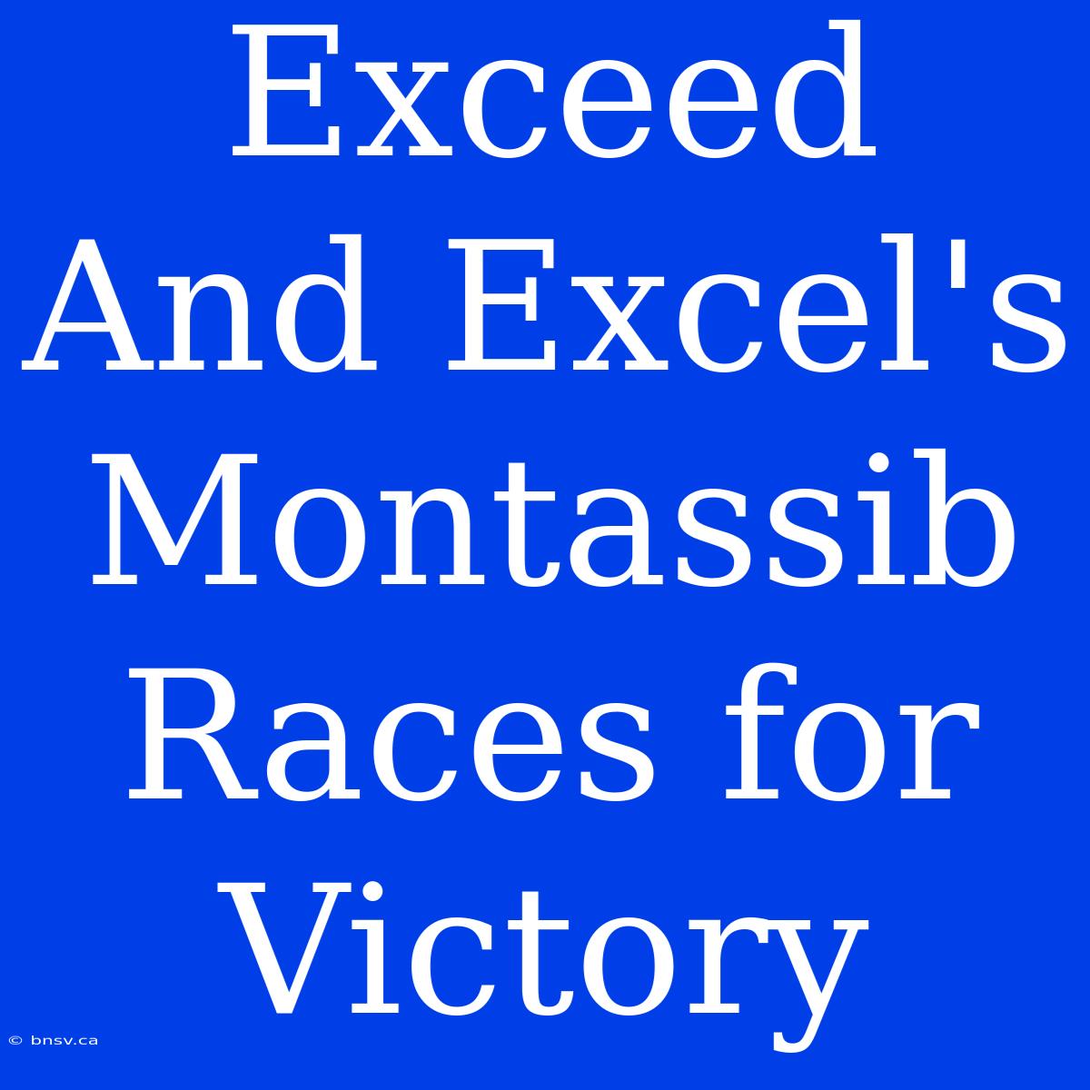 Exceed And Excel's Montassib Races For Victory