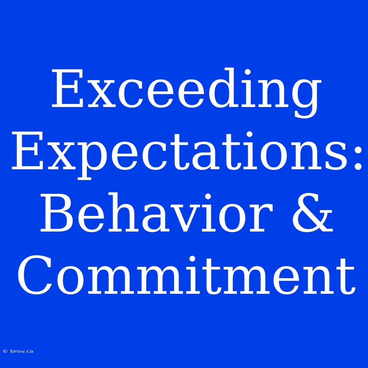 Exceeding Expectations: Behavior & Commitment