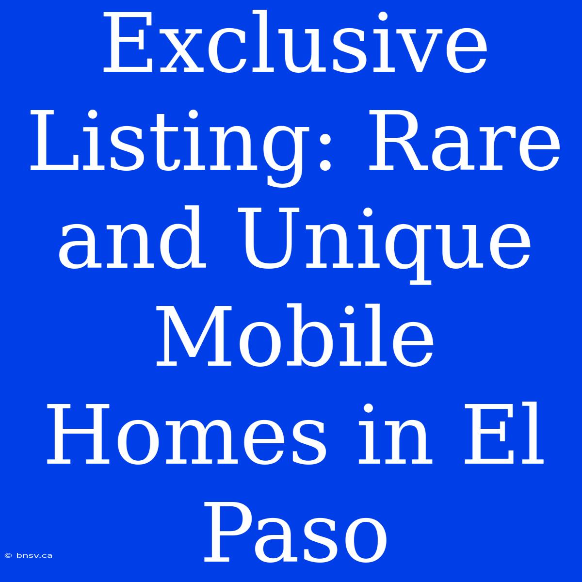 Exclusive Listing: Rare And Unique Mobile Homes In El Paso