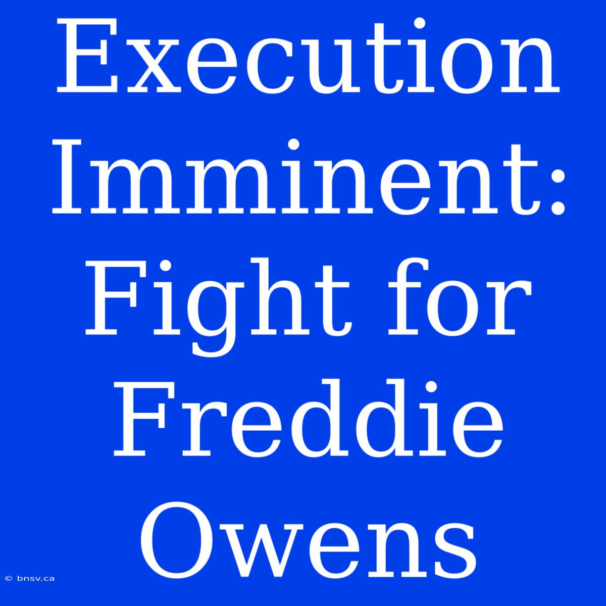 Execution Imminent: Fight For Freddie Owens