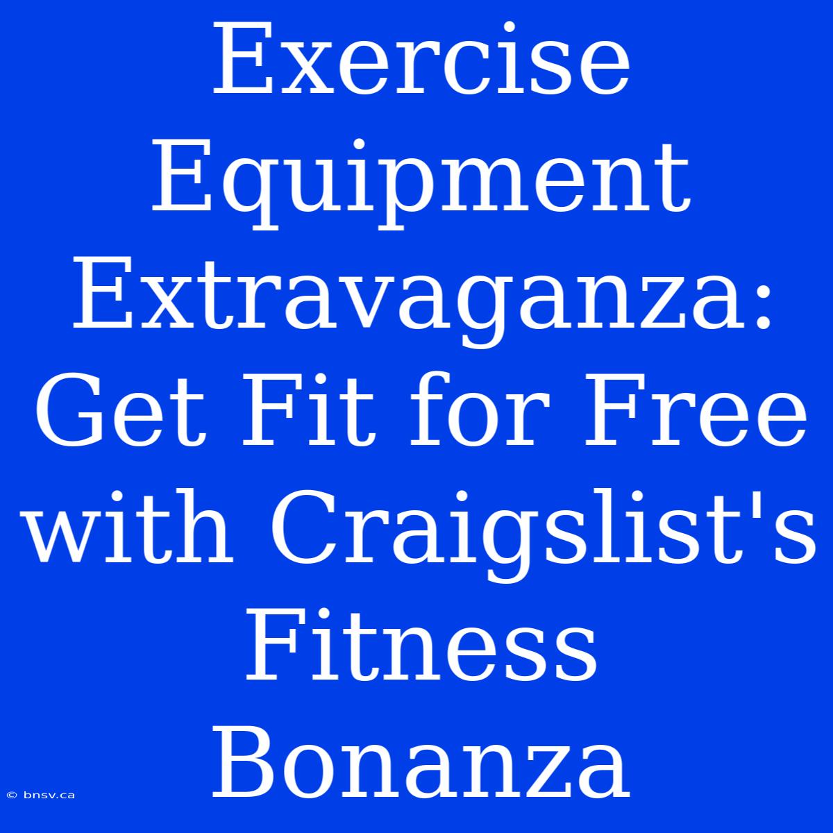 Exercise Equipment Extravaganza: Get Fit For Free With Craigslist's Fitness Bonanza